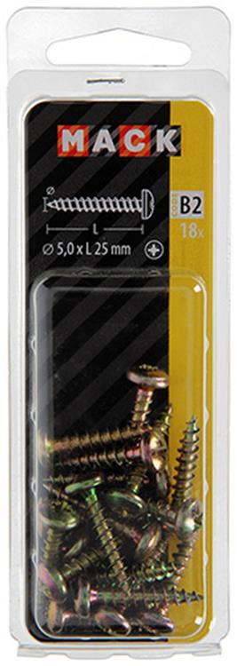 Mack 1017278 - tornillo para aglomerado cabeza cilíndrica chapado en amarillo 18 piezas 5,0 x 25 mm | 10 piezas
