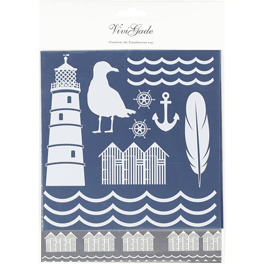 Creativ company deco foil and transfer sheet, lighthouse, sheet 15x15 cm, blue, silver, 2x2 sheets 1 box