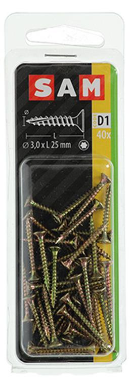 Mack 1017283 - españaplschr.vzkop-selfb. chapado en amarillo 40 piezas 3,0 x 25 mm | 10 piezas