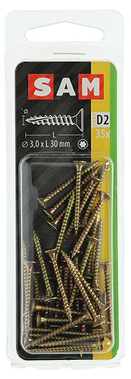 Mack 1017284 - españaplschr.vzkop-selfb. chapado en amarillo 35 piezas 3,0 x 30 mm | 10 piezas
