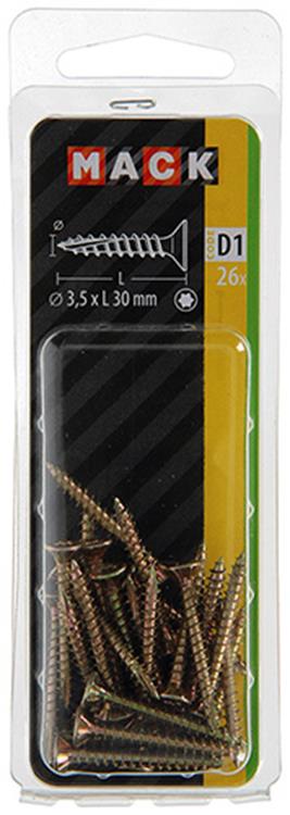 Mack 1017288 - españaplschr.vzkop-selfb. chapado en amarillo 26 piezas 3,5 x 30 mm | 10 piezas