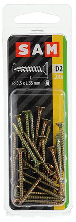 Mack 1017289 - cabeza de tornillo chip automontable chapado en amarillo .24 piezas 3,5 x 35 mm | 10 piezas