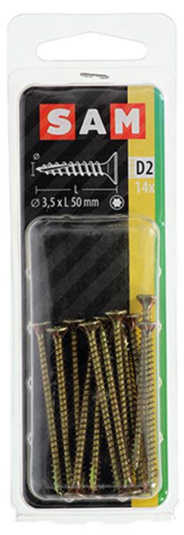 Mack 1017291 - españaplschr.vzkop-selfb. chapado en amarillo 14 piezas 3,5 x 50 mm | 10 piezas