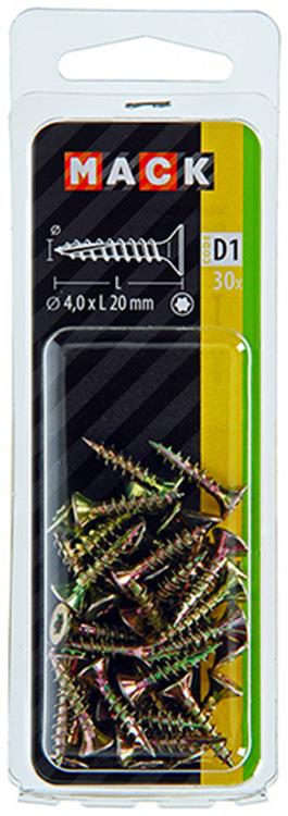 Mack 1017293 - españaplschr.vzkop-selfb. chapado en amarillo 30 piezas 4,0 x 20 mm | 10 piezas