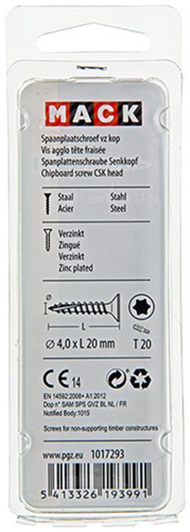 Mack 1017293 - españaplschr.vzkop-selfb. chapado en amarillo 30 piezas 4,0 x 20 mm | 10 piezas
