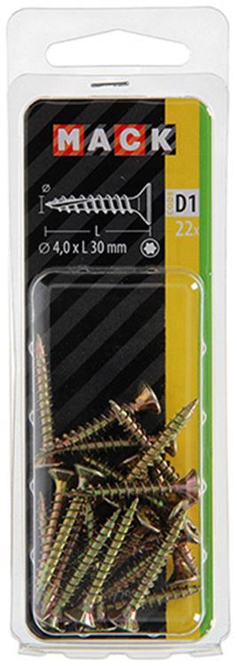 Mack 1017295 - spainplschr.vzkop-automontaje chapado en amarillo 22 piezas 4,0 x 30 mm | 10 piezas