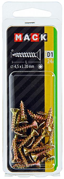 Mack 1017301 - spainplschr.vzkop-automontaje chapado en amarillo 24 piezas 4,5 x 20 mm | 10 piezas