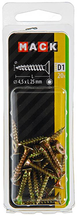 Mack 1017302 - spainplschr.vzkop-automontaje chapado en amarillo 20 piezas 4,5 x 25 mm | 10 piezas