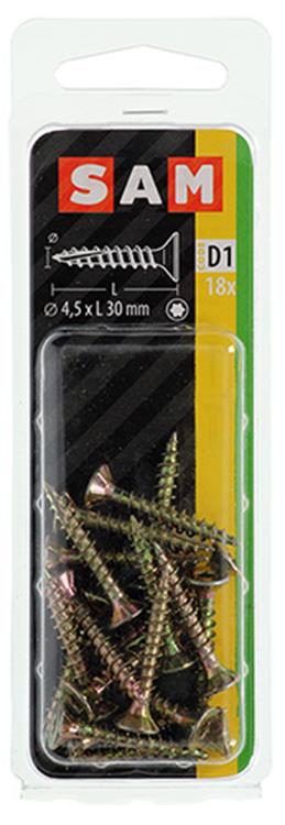 Mack 1017303 - spainplschr.vzkop-automontaje chapado en amarillo 18 piezas 4,5 x 30 mm | 10 piezas