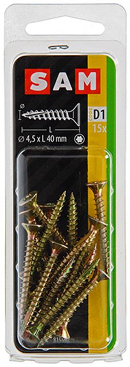 Mack 1017305 - spainplschr.vzkop-automontaje chapado en amarillo 15 piezas 4,5 x 40 mm | 10 piezas