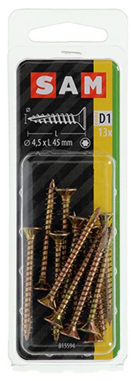 Mack 1017306 - spainplschr.vzkop-automontaje chapado en amarillo 13 piezas 4,5 x 45 mm | 10 piezas