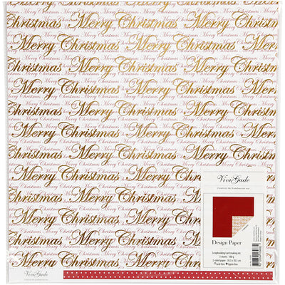 Carta fantasia Vivi gade, buon natale e pois, foglio 30,5x30,5 cm, 180 gr, oro, 3 fogli 1 scatola