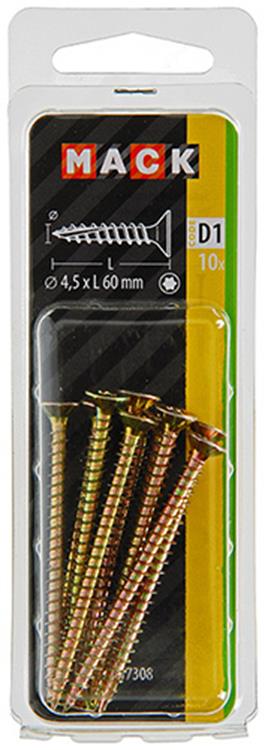 Mack 1017308 - spainplschr.vzkop-automontaje amarillo sat.10 piezas 4,5 x 60 mm | 10 piezas
