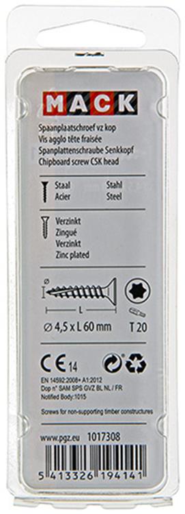 Mack 1017308 - spainplschr.vzkop-automontaje amarillo sat.10 piezas 4,5 x 60 mm | 10 piezas