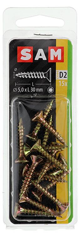 Mack 1017311 - españaplschr.vzkop-selfb. chapado en amarillo 15 piezas 5,0 x 30 mm | 10 piezas