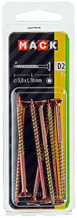 Mack 1017315 - spainplschr.vzkop-automontaje chapado en amarillo 7 piezas 5,0 x 70 mm | 10 piezas