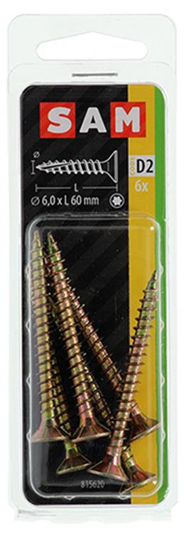 Mack 1017319 - españaplschr.vzkop-selfb. chapado en amarillo 6 piezas 6,0 x 60 mm | 10 piezas