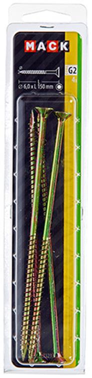 Mack 1017323 - españaplschr.vzkop-selfb. chapado en amarillo 4 piezas 6,0 x 150 mm | 5 piezas