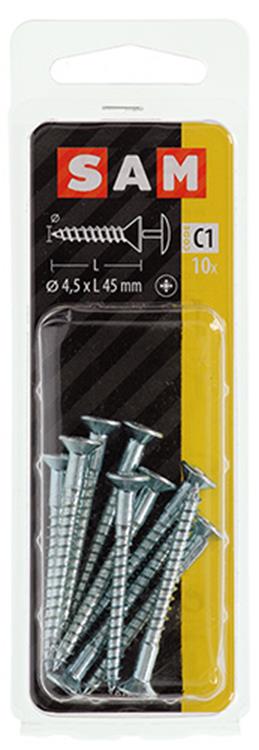 Mack 1017333 - tornillo con cabeza, acero galvanizado. 10 piezas 4,5 x 45 mm | 10 piezas