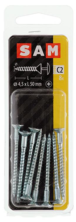 Mack 1017334 - tornillo con cabeza, acero galvanizado. 8 piezas 4,5 x 50 mm | 10 piezas