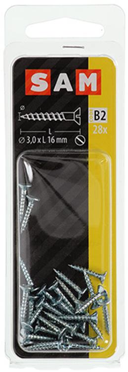 Mack 1017347 - tornillo para madera cabeza avellanada galvanizado 28 piezas 3,0 x 16 mm | 10 piezas