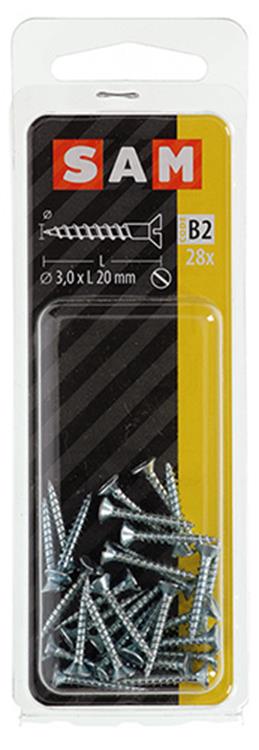 Mack 1017348 - tornillo para madera cabeza avellanada galvanizado 28 piezas 3,0 x 20 mm | 10 piezas