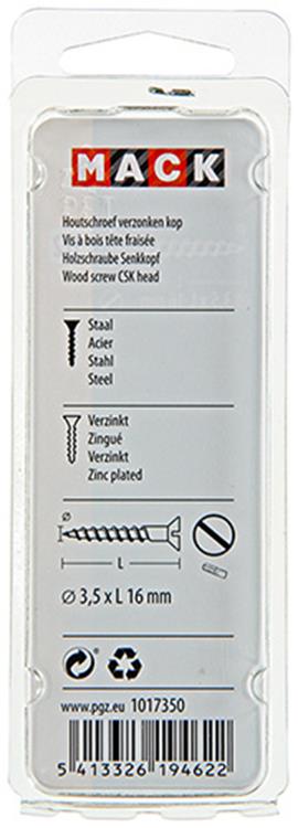 Mack 1017350 - tornillo para madera cabeza avellanada galvanizado 27 piezas 3,5 x 16 mm | 10 piezas