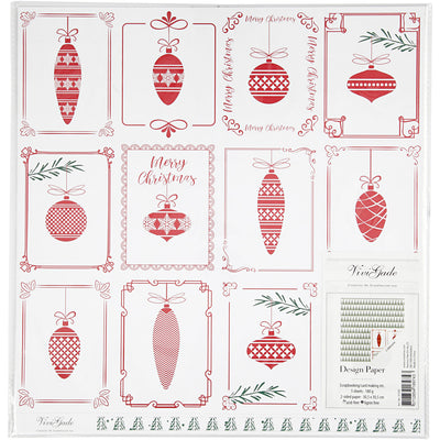 Carta disegno Vivi gade, palle di Natale e alberi di Natale, foglio 30,5x30,5 cm, 180 gr, 5 fogli 1 scatola