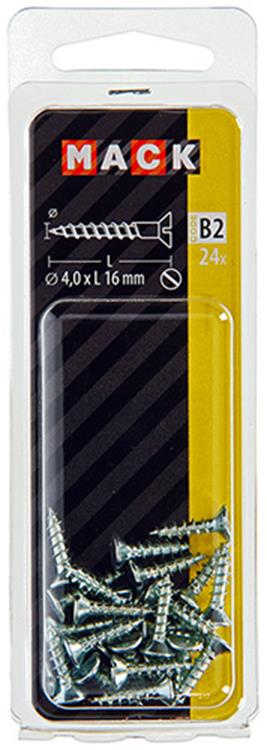 Mack 1017352 - tornillo para madera cabeza avellanada galvanizado 24 piezas 4,0 x 16 mm | 10 piezas