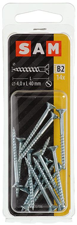 Mack 1017356 - tornillo para madera cabeza avellanada galvanizado 14 piezas 4,0 x 40 mm | 10 piezas