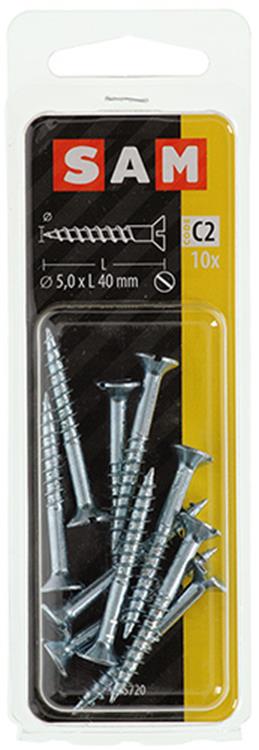 Mack 1017363 - tornillo para madera cabeza avellanada galvanizado 10 piezas 5,0 x 40 mm | 10 piezas