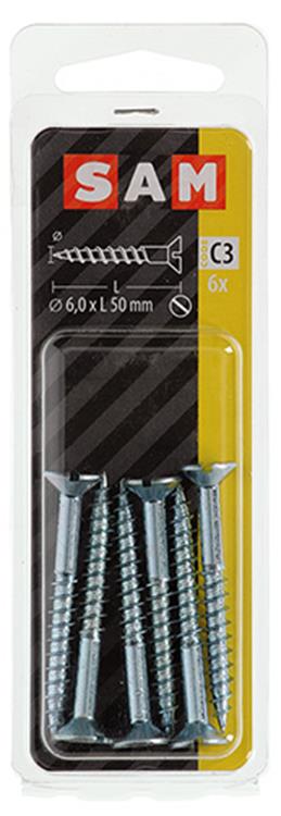 Mack 1017366 - tornillo para madera cabeza avellanada galvanizado 6 piezas 6,0 x 50 mm | 10 piezas