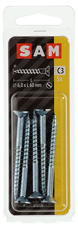 Mack 1017367 - tornillo para madera cabeza avellanada galvanizado 5 piezas 6,0 x 60 mm | 10 piezas