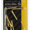 Mack 1019648 - tornillo para madera cabeza avellanada latón 12uds 3,0 x 20 mm | 10 piezas