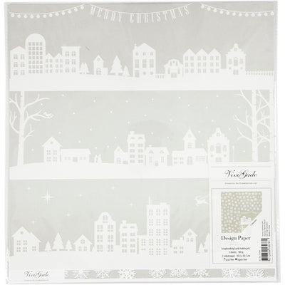 Carta disegno Vivi gade, case e fiocchi di neve, foglio 30,5x30,5 cm, 180 gr, 3 fogli 1 scatola