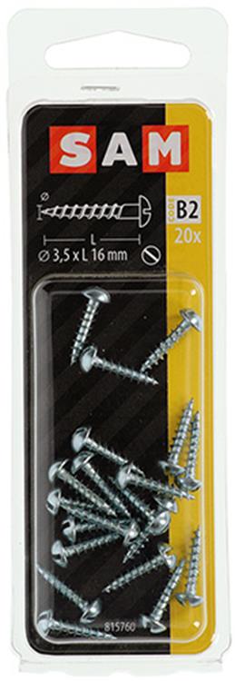 Mack 1017369 - tornillo para madera cabeza troncocónica acero galvanizado 20 piezas 3,5 x 16 mm | 10 piezas