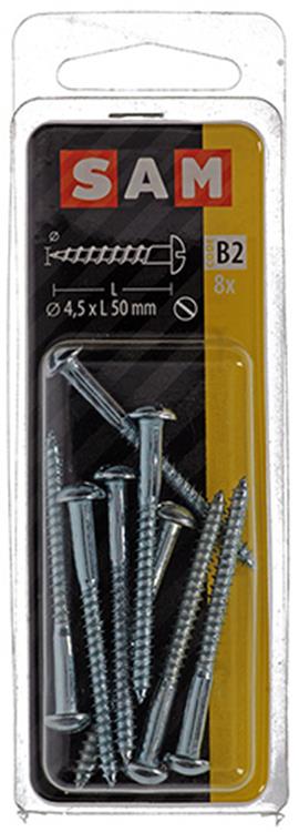 Mack 1017378 - tornillo para madera cabeza troncocónica acero galvanizado 8 piezas 4,5 x 50 mm | 10 piezas