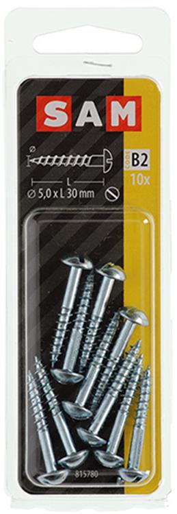 Mack 1017379 - tornillo para madera cabeza plana acero galvanizado 10 piezas 5,0 x 30 mm | 10 piezas