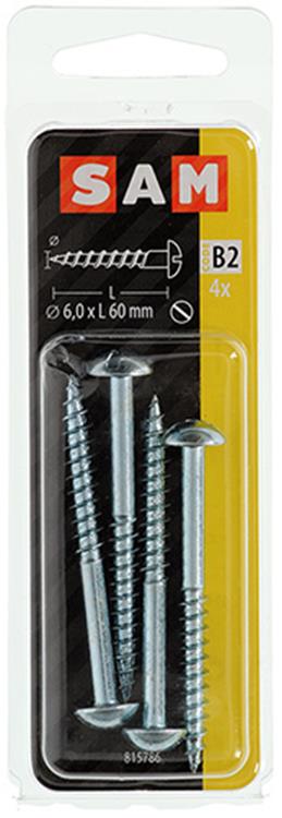 Mack 1017382 - tornillo para madera cabeza troncocónica acero galvanizado 4 piezas 6,0 x 60 mm | 10 piezas
