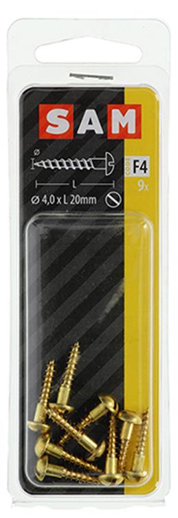 Mack 1019663 - tornillo para madera cabeza plana latón 9 piezas 4,0 x 20 mm | 10 piezas