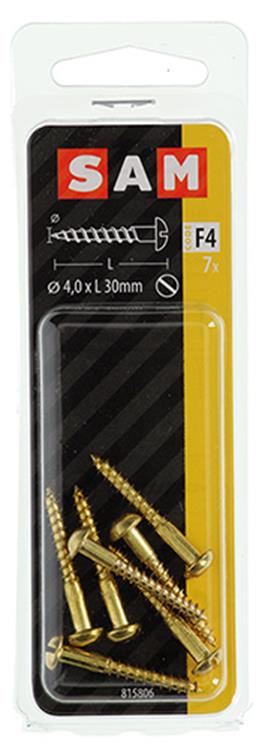 Mack 1019665 - tornillo para madera cabeza plana latón 7 piezas 4,0 x 30 mm | 10 piezas