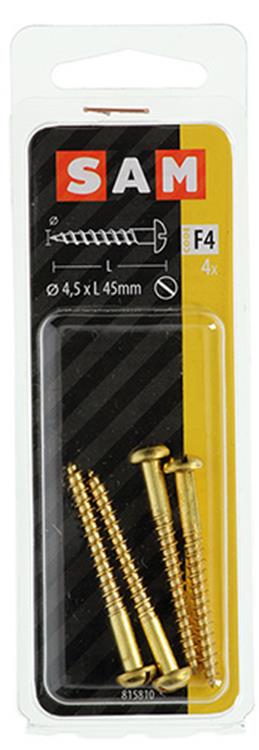 Mack 1019667 - tornillo para madera cabeza plana latón 4 piezas 4,5 x 45 mm | 10 piezas