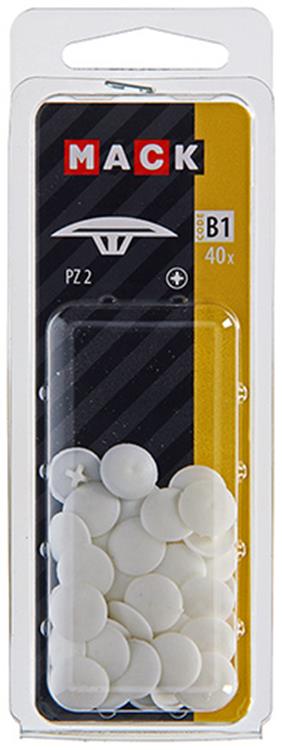 Mack 1017394 - tapa para tornillo pz plastico blanco 40 uds pz 2 | 10 piezas