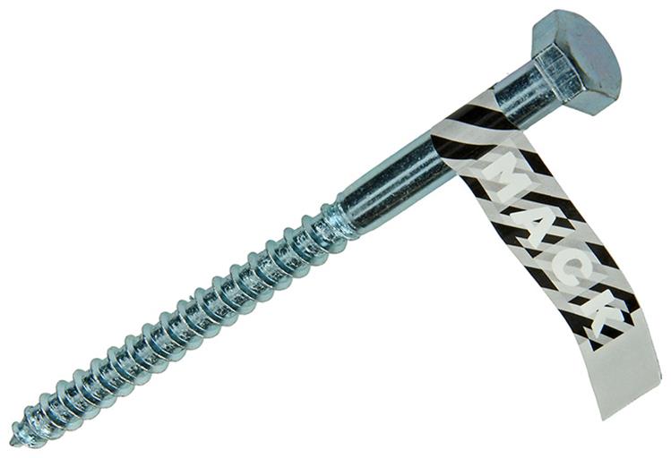 Mack 1017428 - perno rosca madera acero galvanizado 1 ud 10 x 140 mm | 10 piezas