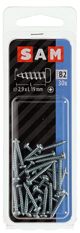 Mack 1017436 - tornillo autorroscante cabeza cilíndrica galv. 30 piezas 2,9 x 19 mm | 10 piezas