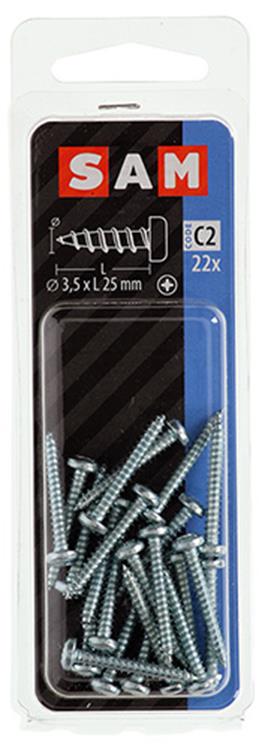 Mack 1017441 - tornillo autorroscante cabeza cilíndrica galv. 22 piezas 3,5 x 25 mm | 10 piezas