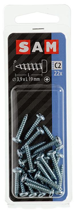 Mack 1017444 - tornillo autorroscante cabeza cilíndrica galv. 22 piezas 3,9 x 19 mm | 10 piezas