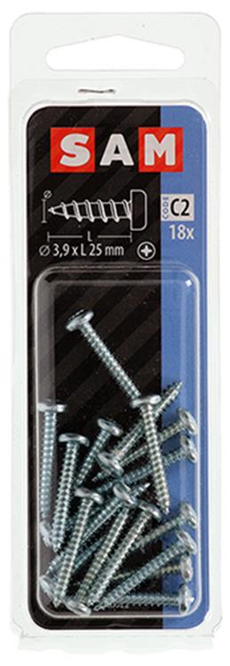 Mack 1017445 - tornillo autorroscante cabeza cilíndrica galv. 18 piezas 3,9 x 25 mm | 10 piezas