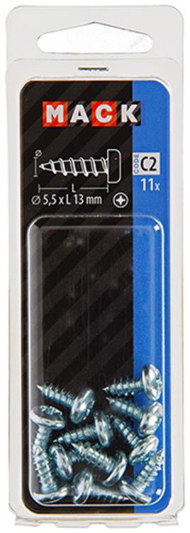 Mack 1017456 - tornillo autorroscante cabeza cilíndrica galv. 11 piezas de 5,5 x 13 mm | 10 piezas