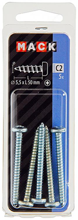 Mack 1017460 - tornillo autorroscante culata galv. 5 piezas 5,5 x 50 mm | 10 piezas